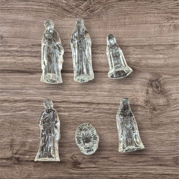 Christmas Nativity Clear glass Figurines  Scene Miniature Display Holiday - Picture 2 of 6